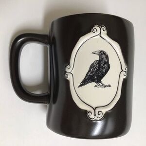 Rae Dunn Halloween Coffee Mug Trick Or Treat Black Raven BIG Tea Cup Magenta NEW
